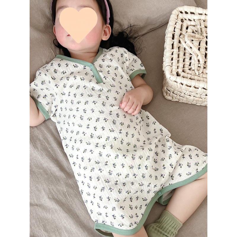 Κοριτσίστικο ολόσωμο νυχτικό για καλοκαίρι, Modal ύφασμα, κοντά μανίκια, αφηρημένο μοτίβο, φιλικό προς το δέρμα, για 8+ ετών (άνω των 140 εκ.)