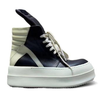 Unisex visoke kožne tenisice s okruglim nosom, prirodna koža, srednja visina pete 3–5 cm, gumeni potplat