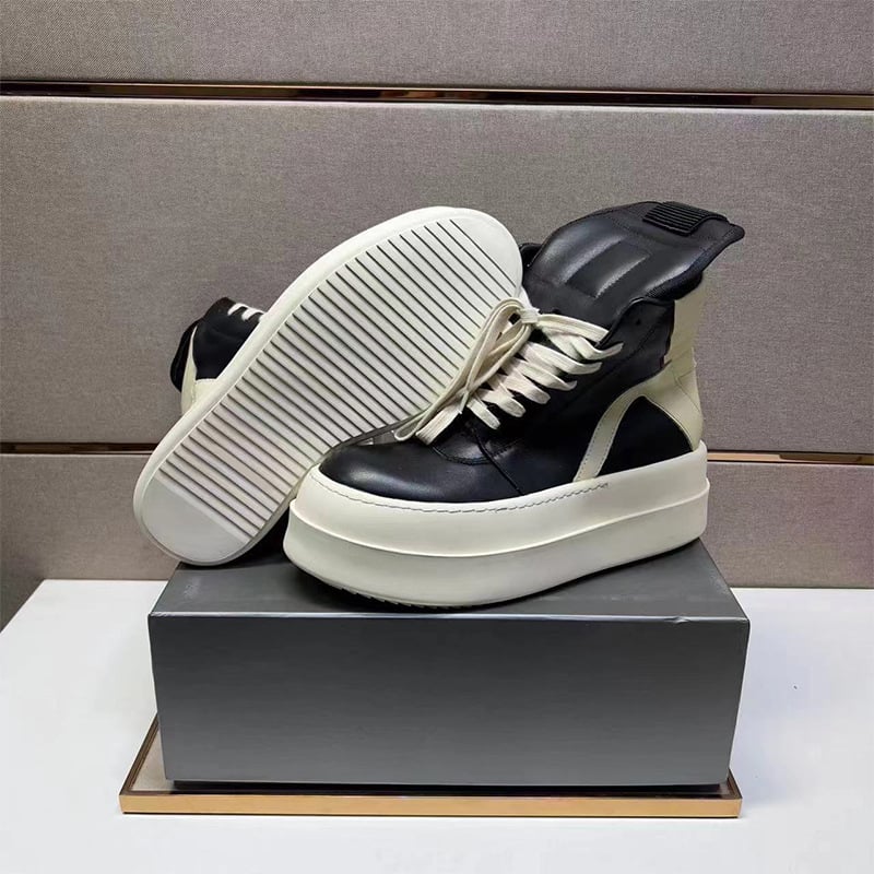 Unisex visoke kožne tenisice s okruglim nosom, prirodna koža, srednja visina pete 3–5 cm, gumeni potplat