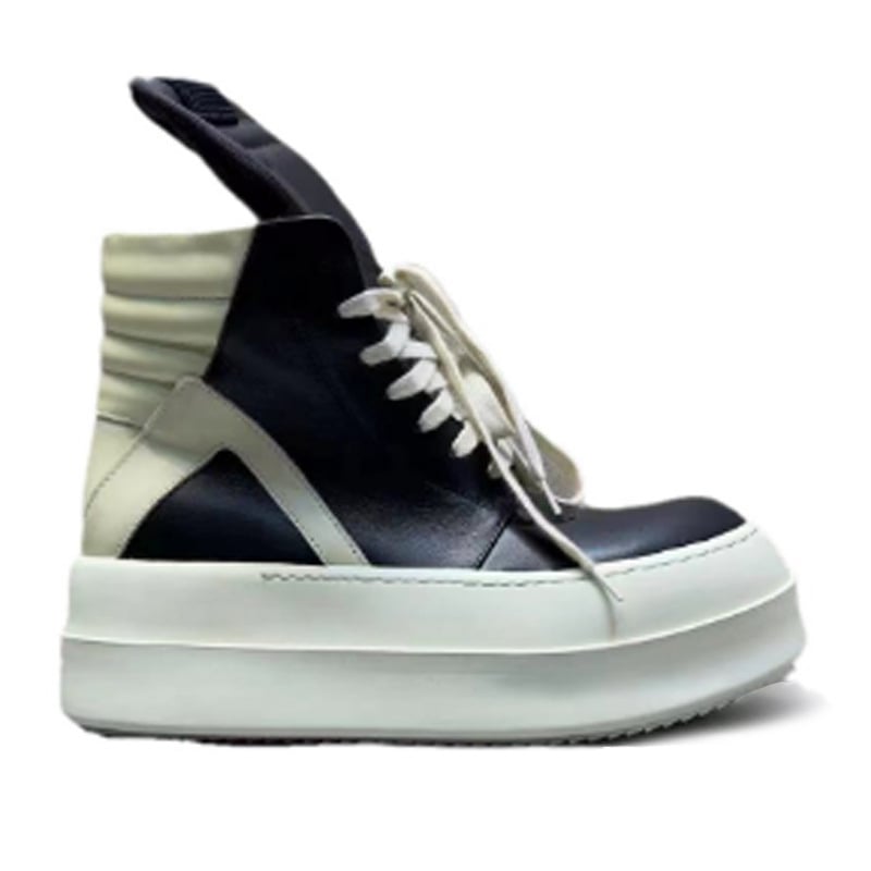 Unisex visoke kožne tenisice s okruglim nosom, prirodna koža, srednja visina pete 3–5 cm, gumeni potplat