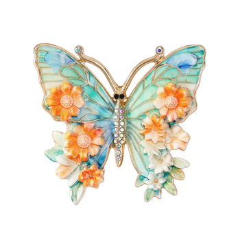 Брошка с пеперуда — елегантна, с диамант вграден, цинкова сплав, насекомна форма, за декорация и подарък