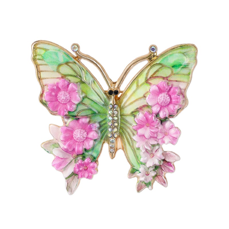 Брошка с пеперуда — елегантна, с диамант вграден, цинкова сплав, насекомна форма, за декорация и подарък