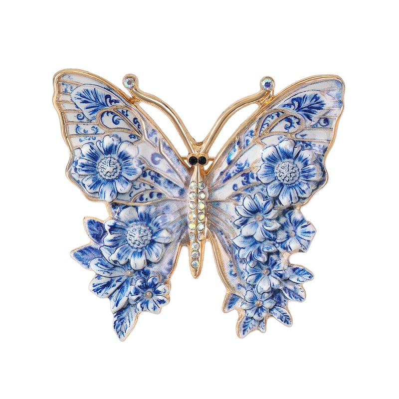Брошка с пеперуда — елегантна, с диамант вграден, цинкова сплав, насекомна форма, за декорация и подарък