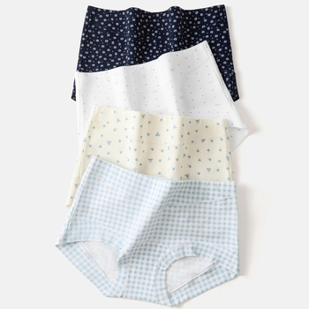 Ženské bavlnené boxerky s kvetinovým vzorom, priedušné a antibakteriálne, stredná výška pásu, obsah bavlny 90–95%.