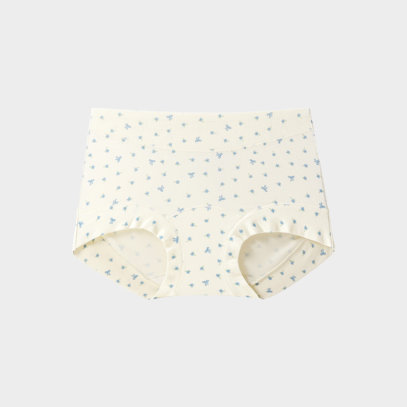 Ženské bavlnené boxerky s kvetinovým vzorom, priedušné a antibakteriálne, stredná výška pásu, obsah bavlny 90–95%.