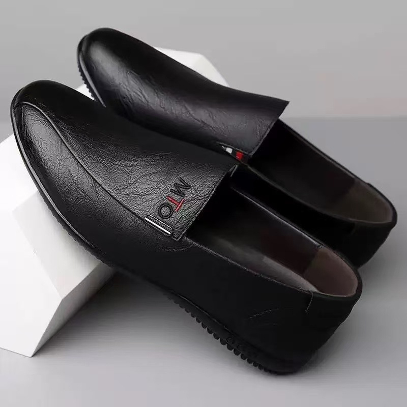 Muške casual kožne cipele – PU gornji dio, plastična potplata, okrugli vrh, niski potpetica 1–3 cm, stil leisure/business casual, ljeto