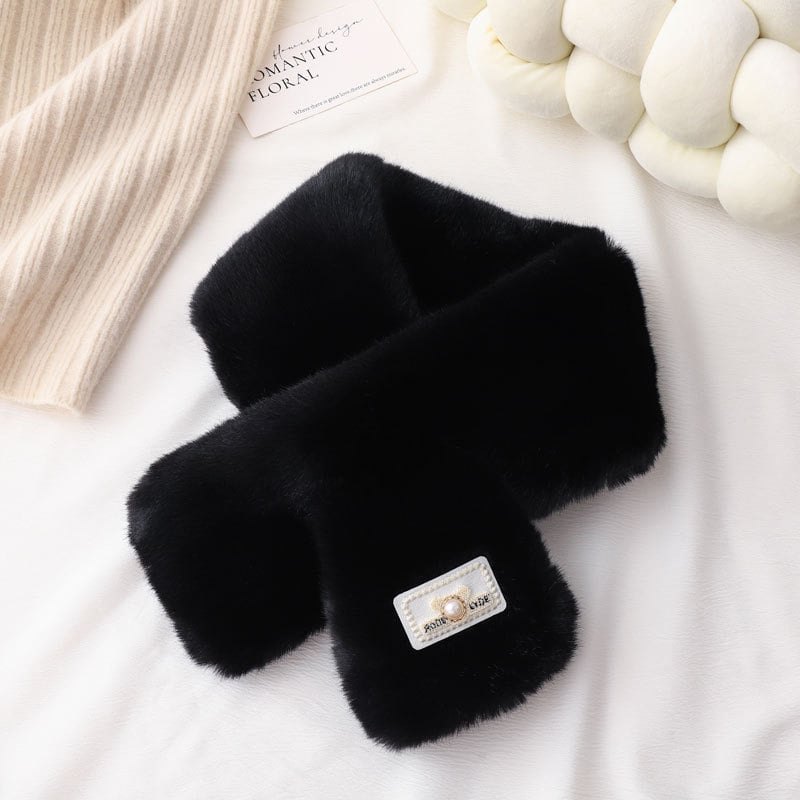 Шал с корейски стил, плюшена изкуствена зайча козина, полиестер, дебел и топъл за зимата