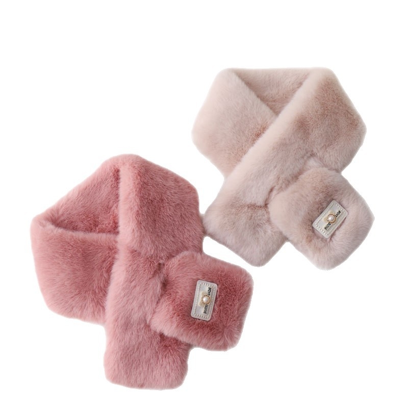 Шал с корейски стил, плюшена изкуствена зайча козина, полиестер, дебел и топъл за зимата