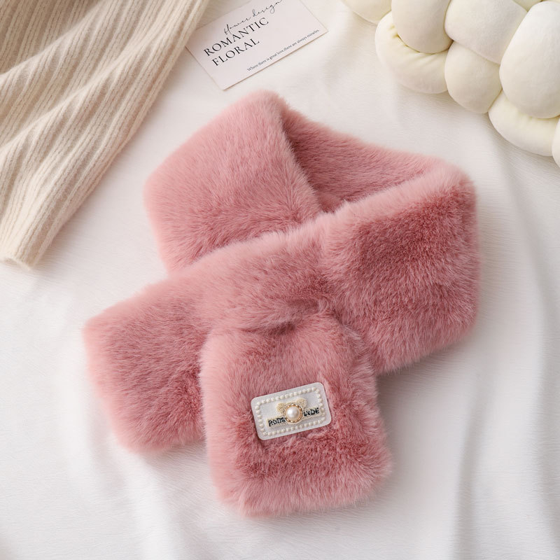 Шал с корейски стил, плюшена изкуствена зайча козина, полиестер, дебел и топъл за зимата