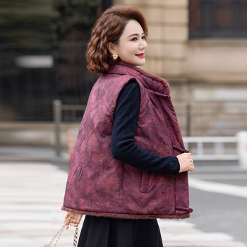 Kínai stílusú téli töltött mellény középkorú nőknek, virágos mintával, normál hosszúságú 50–65 cm, kényelmes anyag, tél 2025