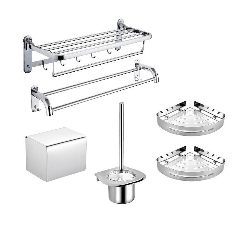 Σετ πέντε εξαρτημάτων μπάνιου από ανοξείδωτο ατσάλι με γυαλισμένη επιφάνεια - στυλ ελαφριάς πολυτέλειας, μάρκα Craftsmanship, πιστοποιημένο