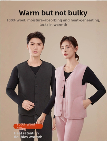 Жилетка за зима с пълнеж от полиестер-памук, полиестерна тъкан, У-образна яка, свободен силует