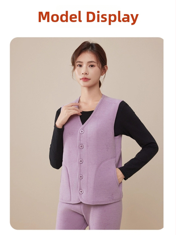 Жилетка за зима с пълнеж от полиестер-памук, полиестерна тъкан, У-образна яка, свободен силует