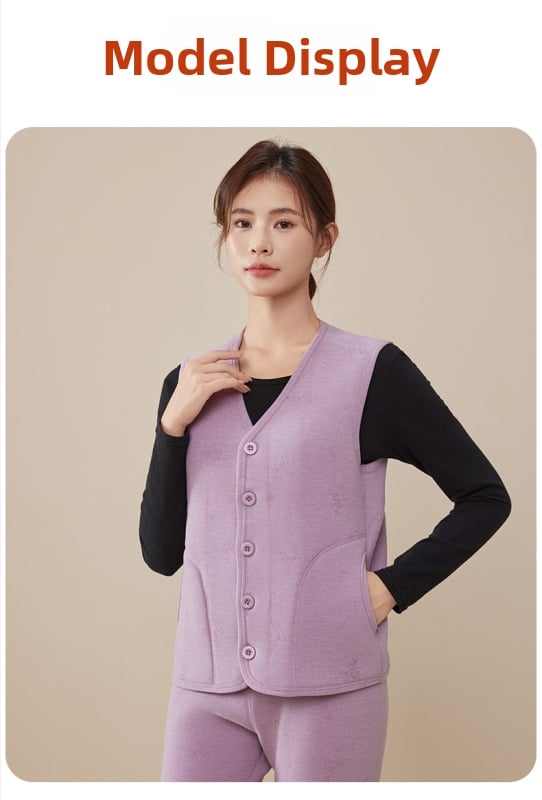 Жилетка за зима с пълнеж от полиестер-памук, полиестерна тъкан, У-образна яка, свободен силует