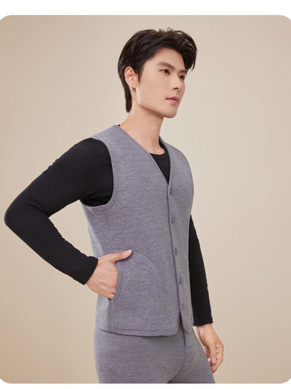 Жилетка за зима с пълнеж от полиестер-памук, полиестерна тъкан, У-образна яка, свободен силует