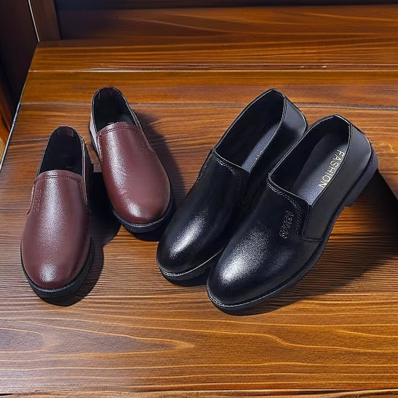 Férfi bőrcipő, PU felsőrész, műanyag talp, kerek orr, alacsony felső rész, lélegző és csúszásmentes, casual stílus, téli 2022