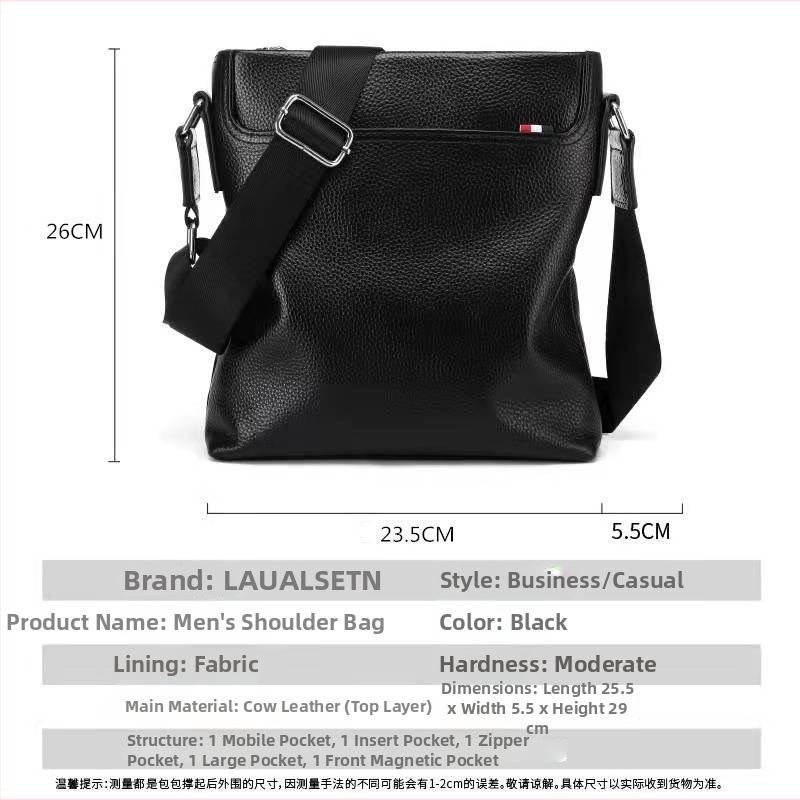 Muška kožna crossbody torba za poslovna putovanja, model 1882-1, ultra lagana, unutarnja podstava od poliestera