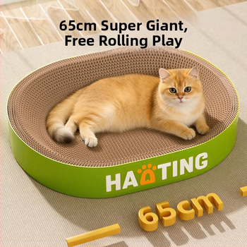 Дъска за надраскване на котки с интегрирана кръгла котешка пещера от гофрирана хартия