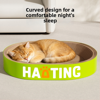 Дъска за надраскване на котки с интегрирана кръгла котешка пещера от гофрирана хартия