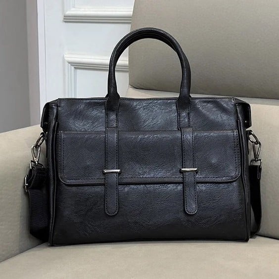 Muška crossbody poslovna torba, PU materijal, jednofarbna, vodootporna, pogodna za poslovna putovanja, proljeće 2025