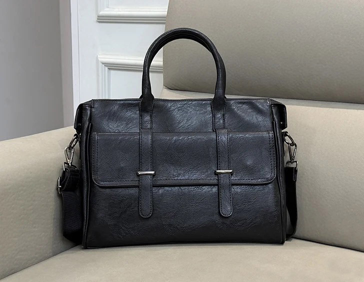Muška crossbody poslovna torba, PU materijal, jednofarbna, vodootporna, pogodna za poslovna putovanja, proljeće 2025