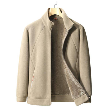 Romon/Luomo férfi kapucnis polárdzseki állig érő gallérral, pamut anyagból, közepes vastagságú, standard modell