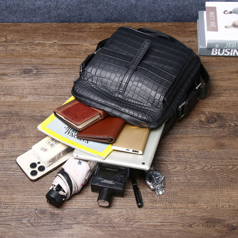 Muška torba preko ramena s uzorkom krokodilske kože, silikonski materijal, gradski stil, za slobodno vrijeme i putovanja