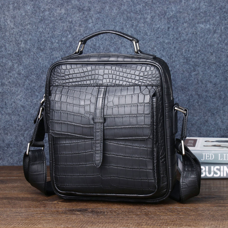 Muška torba preko ramena s uzorkom krokodilske kože, silikonski materijal, gradski stil, za slobodno vrijeme i putovanja