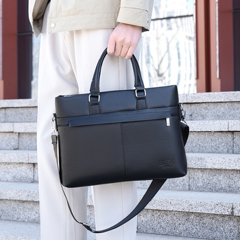 PU кожена мъжка делова чанта-портфейл, хоризонтална, за командировки; Стил: бизнес командировка; Материал: PU; Шаблон: едноцветен; Подплата: полиестер; Функции: водоустойчива, разширение, намалява натоварване