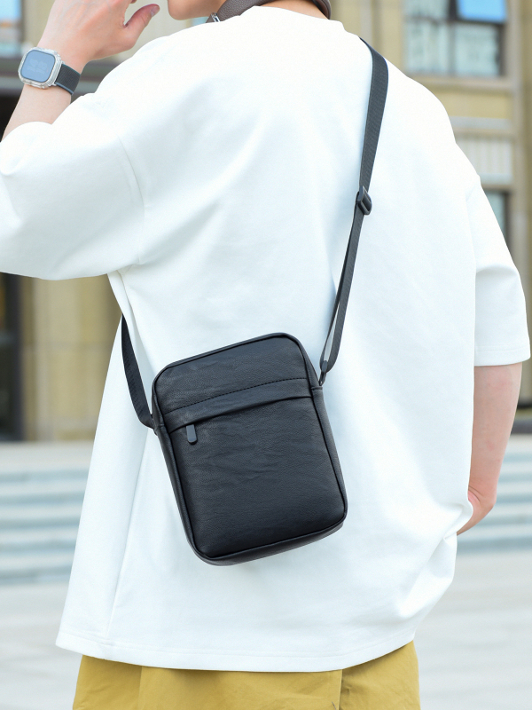 Muška PU crossbody torba - urbani jednostavan stil, vodootporna, podstava od poliestera, pogodna za putovanja u slobodno vrijeme