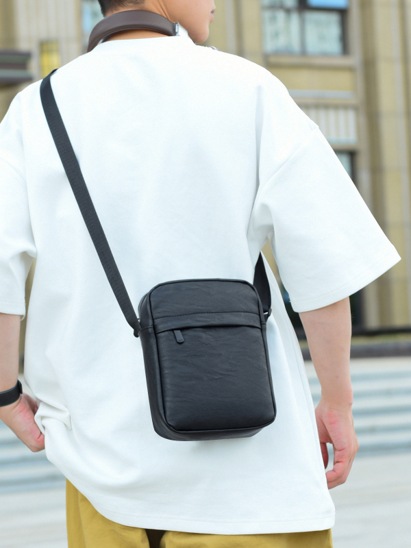 Muška PU crossbody torba - urbani jednostavan stil, vodootporna, podstava od poliestera, pogodna za putovanja u slobodno vrijeme