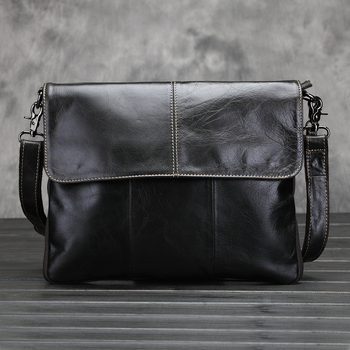 Muška torba preko ramena od prave kože, gornji sloj teleće kože, urban minimalistički stil, model 094