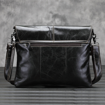 Muška torba preko ramena od prave kože, gornji sloj teleće kože, urban minimalistički stil, model 094