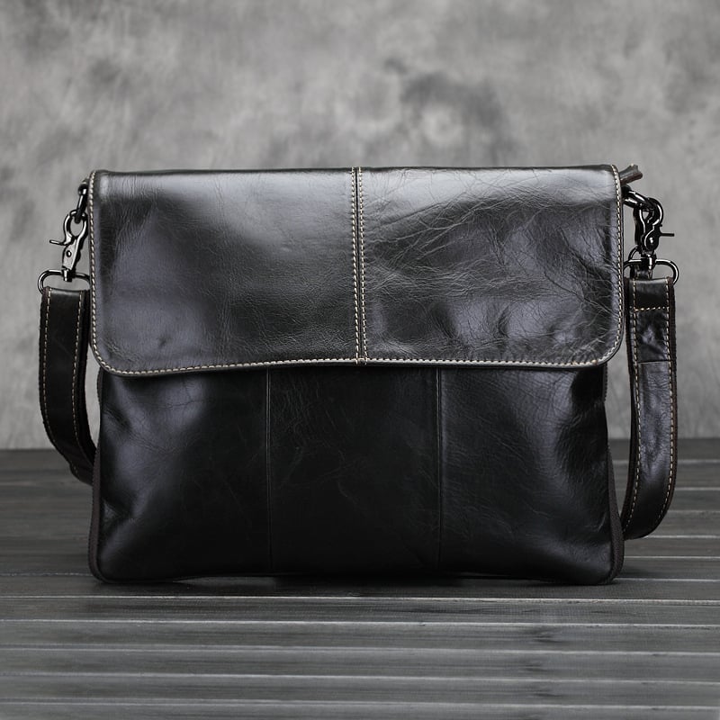 Muška torba preko ramena od prave kože, gornji sloj teleće kože, urban minimalistički stil, model 094