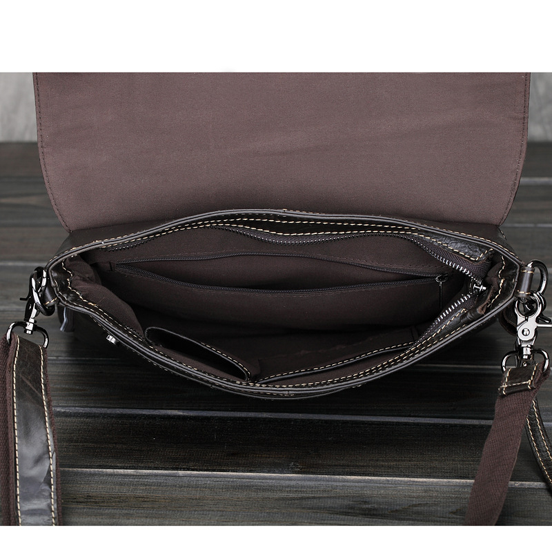 Muška torba preko ramena od prave kože, gornji sloj teleće kože, urban minimalistički stil, model 094