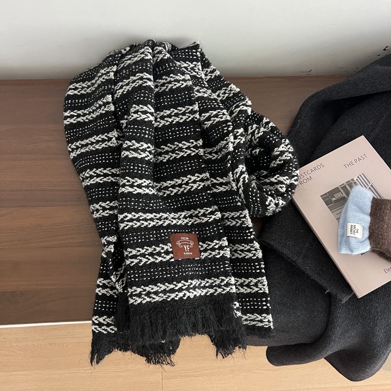 Дамски warp-knit шал от вълнена смес, дълъг, зимен, запазва топлината