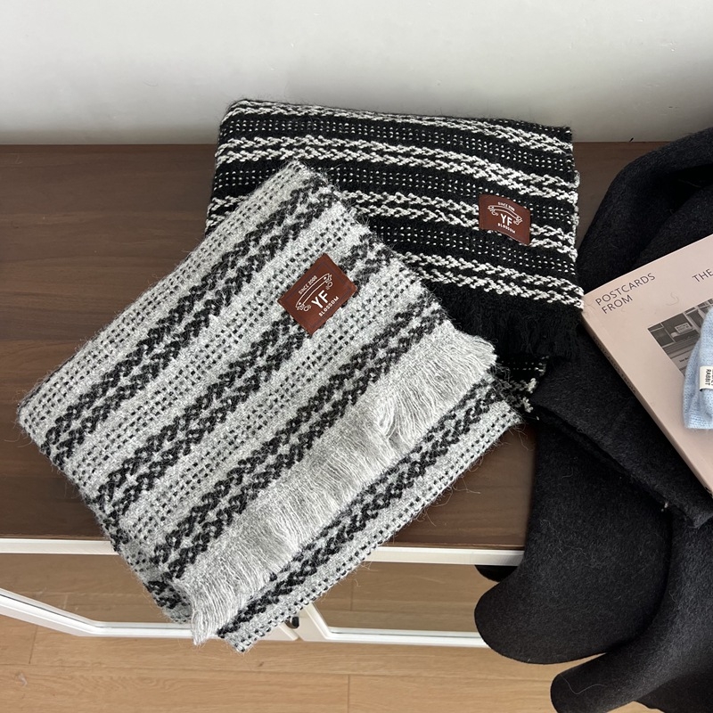 Дамски warp-knit шал от вълнена смес, дълъг, зимен, запазва топлината