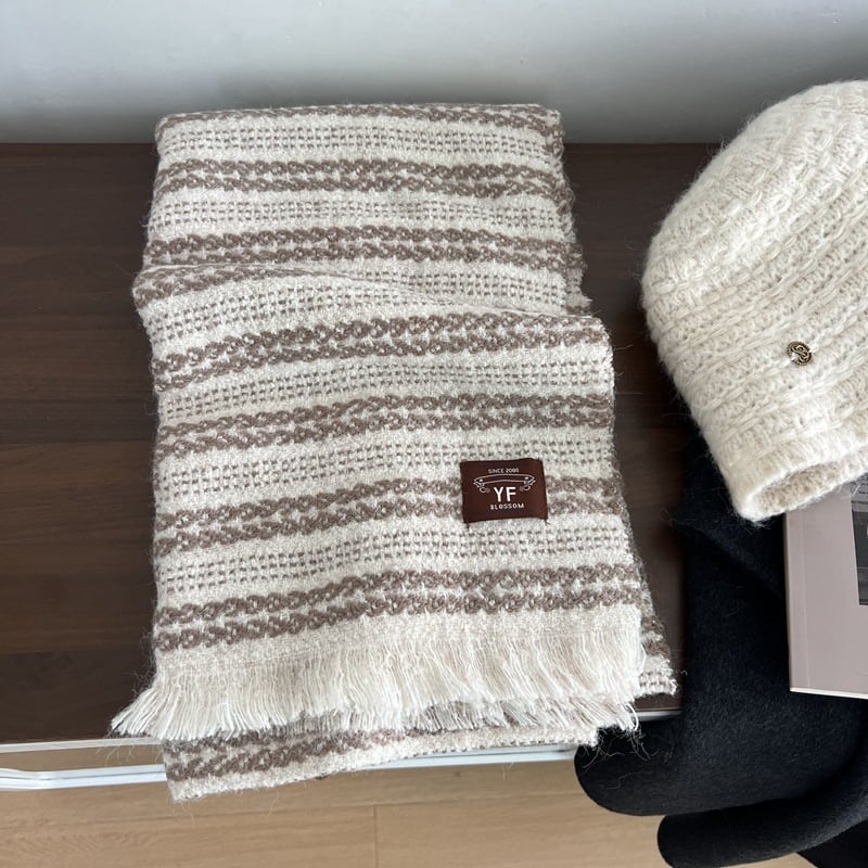 Дамски warp-knit шал от вълнена смес, дълъг, зимен, запазва топлината