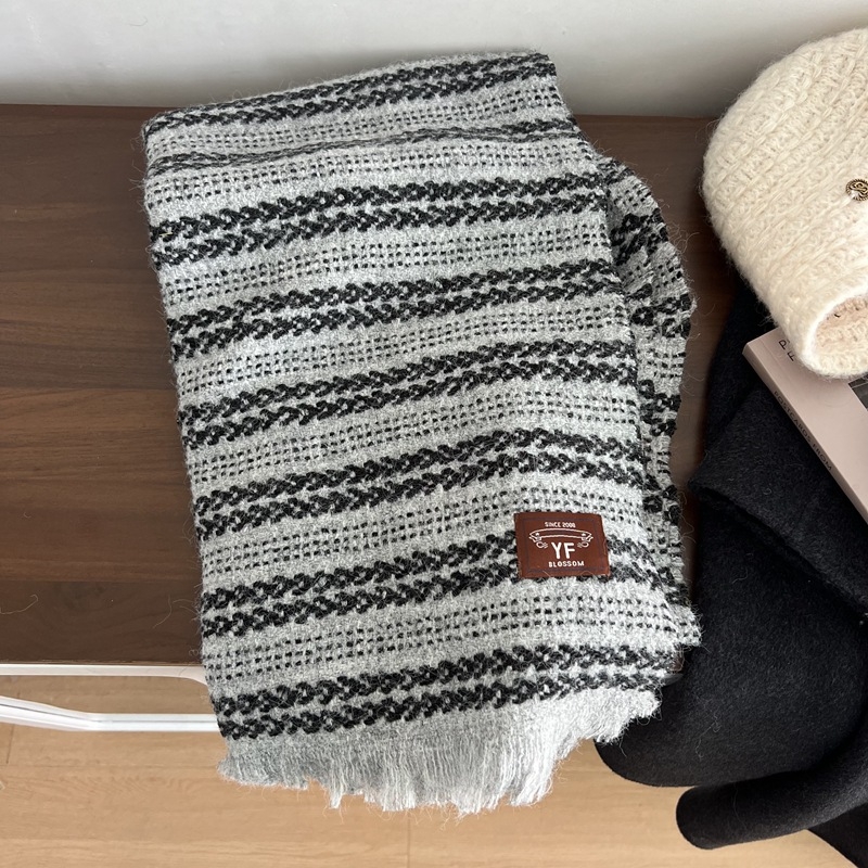 Дамски warp-knit шал от вълнена смес, дълъг, зимен, запазва топлината