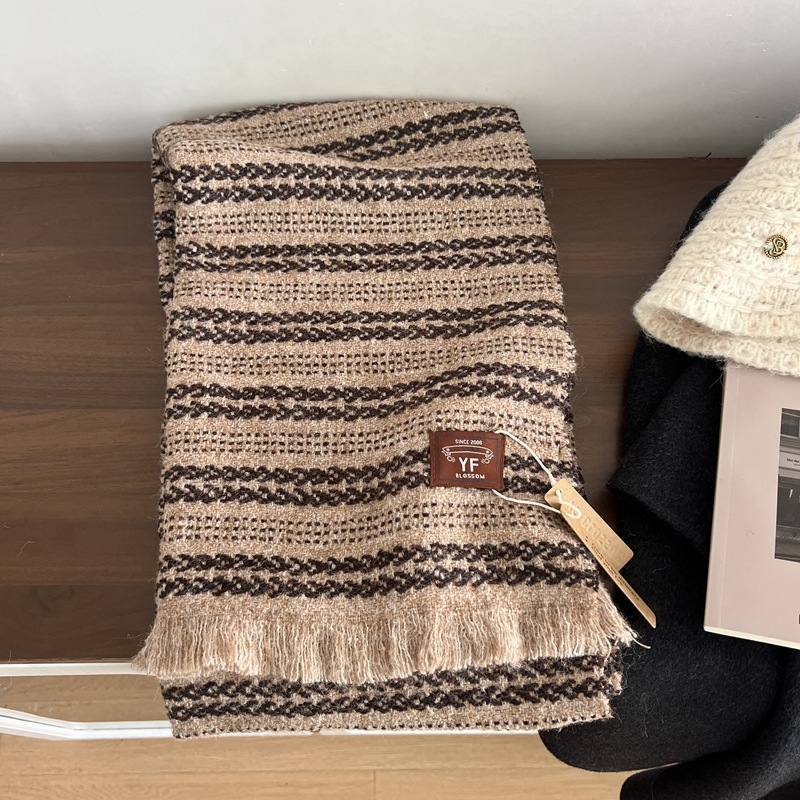 Дамски warp-knit шал от вълнена смес, дълъг, зимен, запазва топлината