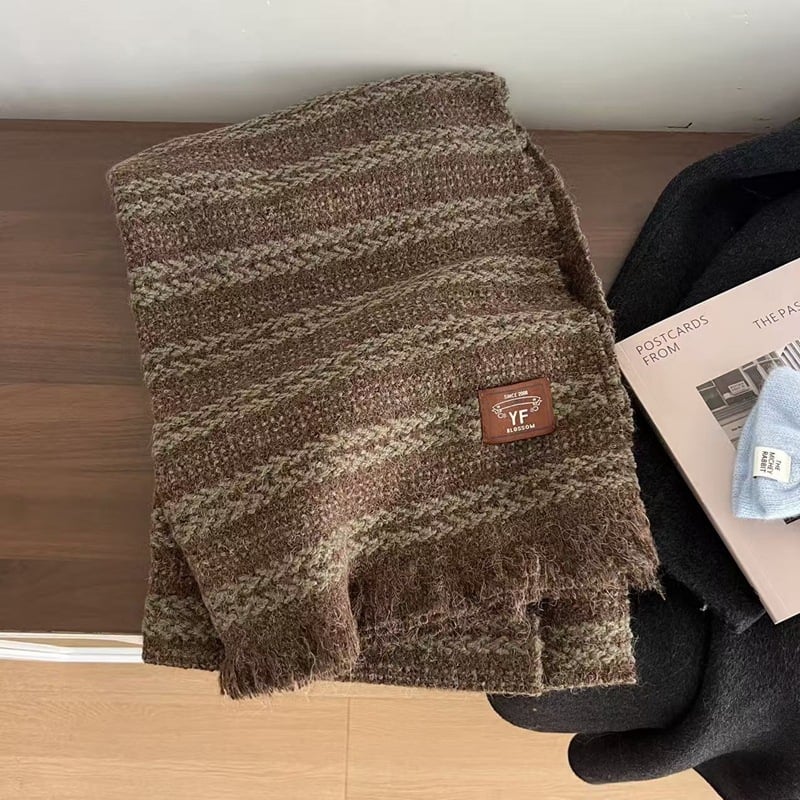 Дамски warp-knit шал от вълнена смес, дълъг, зимен, запазва топлината