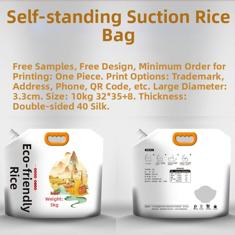 Rizs csomagoló tasak – vastagított műanyagból, kifolyócsővel, önállóan álló és zárható, élelmiszer-csomagolás – Hongbang Packaging, Kína