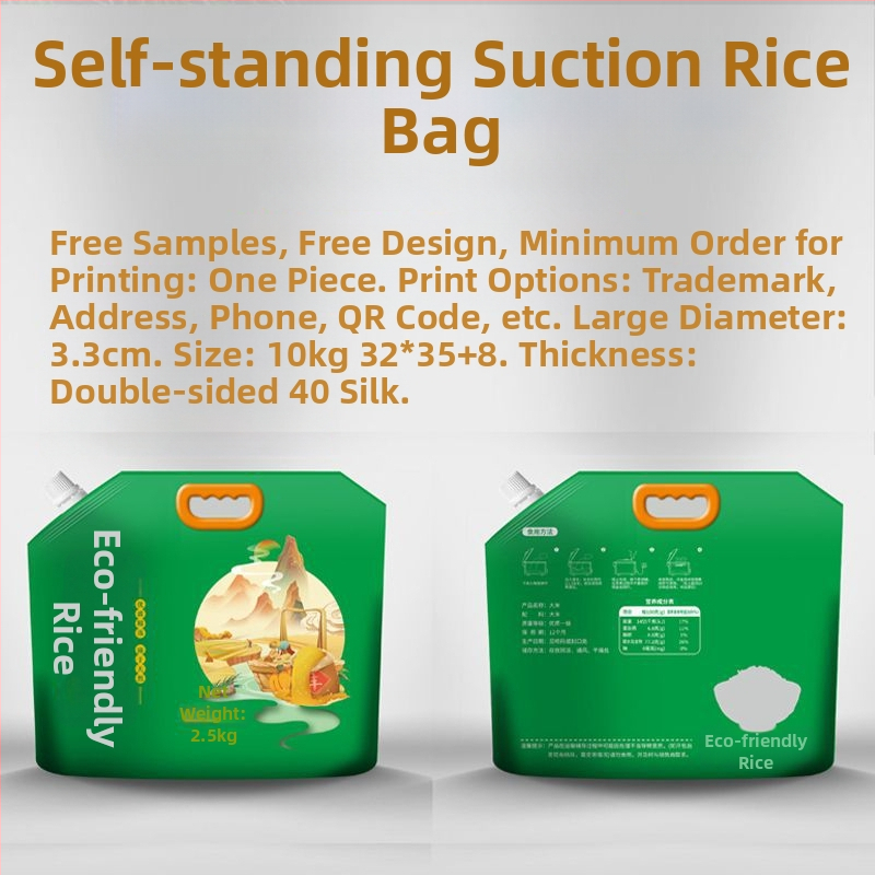 Rizs csomagoló tasak – vastagított műanyagból, kifolyócsővel, önállóan álló és zárható, élelmiszer-csomagolás – Hongbang Packaging, Kína
