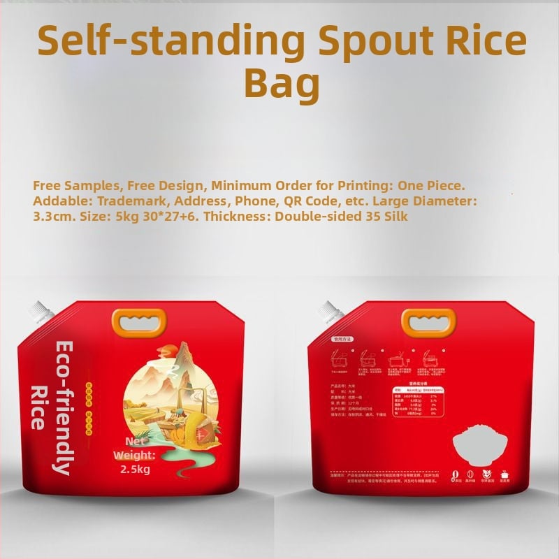 Rizs csomagoló tasak – vastagított műanyagból, kifolyócsővel, önállóan álló és zárható, élelmiszer-csomagolás – Hongbang Packaging, Kína