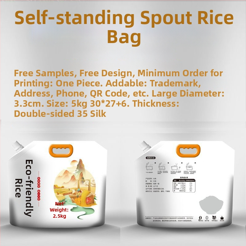 Rizs csomagoló tasak – vastagított műanyagból, kifolyócsővel, önállóan álló és zárható, élelmiszer-csomagolás – Hongbang Packaging, Kína