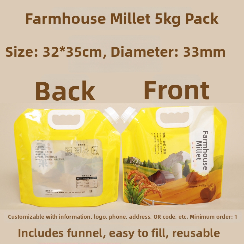 Rizs csomagoló tasak – vastagított műanyagból, kifolyócsővel, önállóan álló és zárható, élelmiszer-csomagolás – Hongbang Packaging, Kína