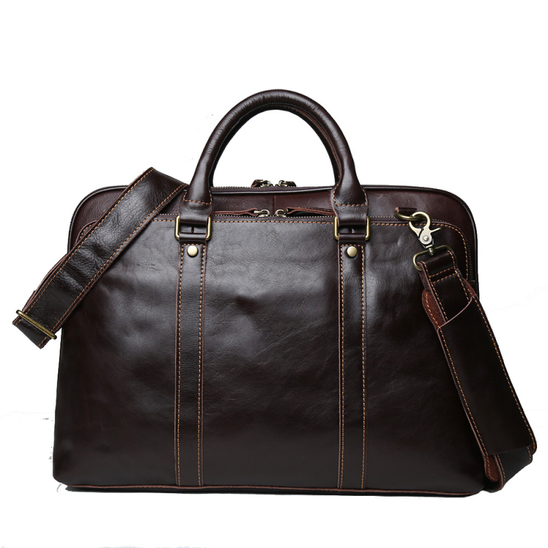 Üzleti táska valódi bőrből, első réteg marhabőrből, poliészter-pamut bélés, tárolási funkció, üzleti utakhoz alkalmas
