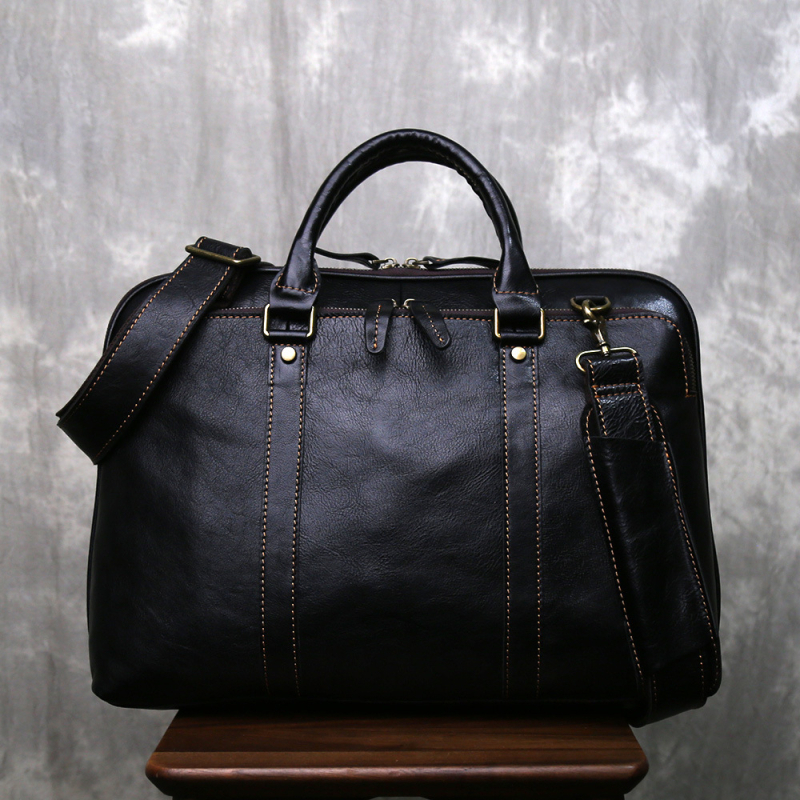 Üzleti táska valódi bőrből, első réteg marhabőrből, poliészter-pamut bélés, tárolási funkció, üzleti utakhoz alkalmas