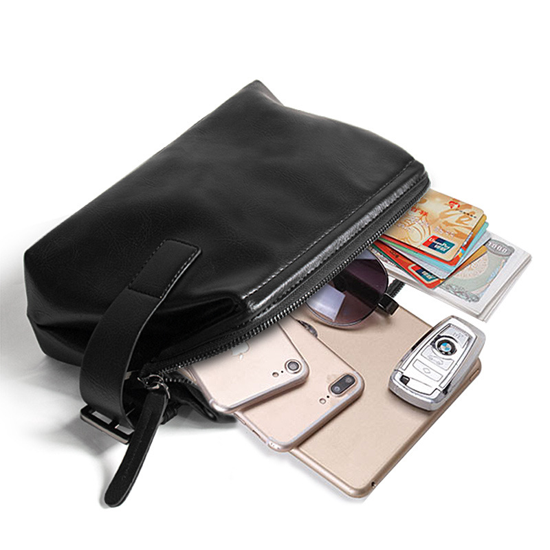 MKMANKOO férfi PU bőr clutch pénztárca, 1 hajtásos dizájn, utcai stílusú hosszú pénztárca, 2025 tavasz, vízálló