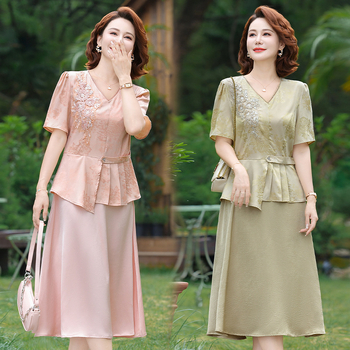 Rövid ujjú ruha, virágmintás, hasi fedő és karcsúsító hatás, közepes hosszúságú, poliészter 95%+